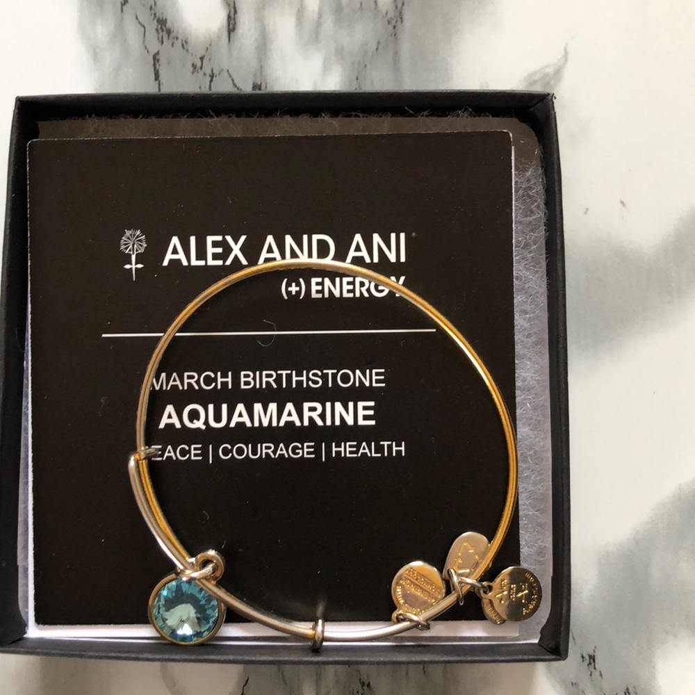 Alex and Ani Aquamarine birthstone bracelet